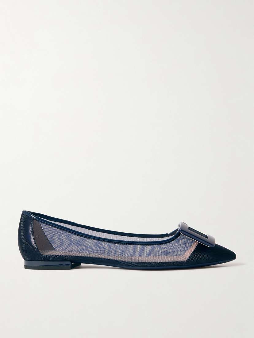 Roger Vivier Gommettine Buckled Mesh Ballet Flats