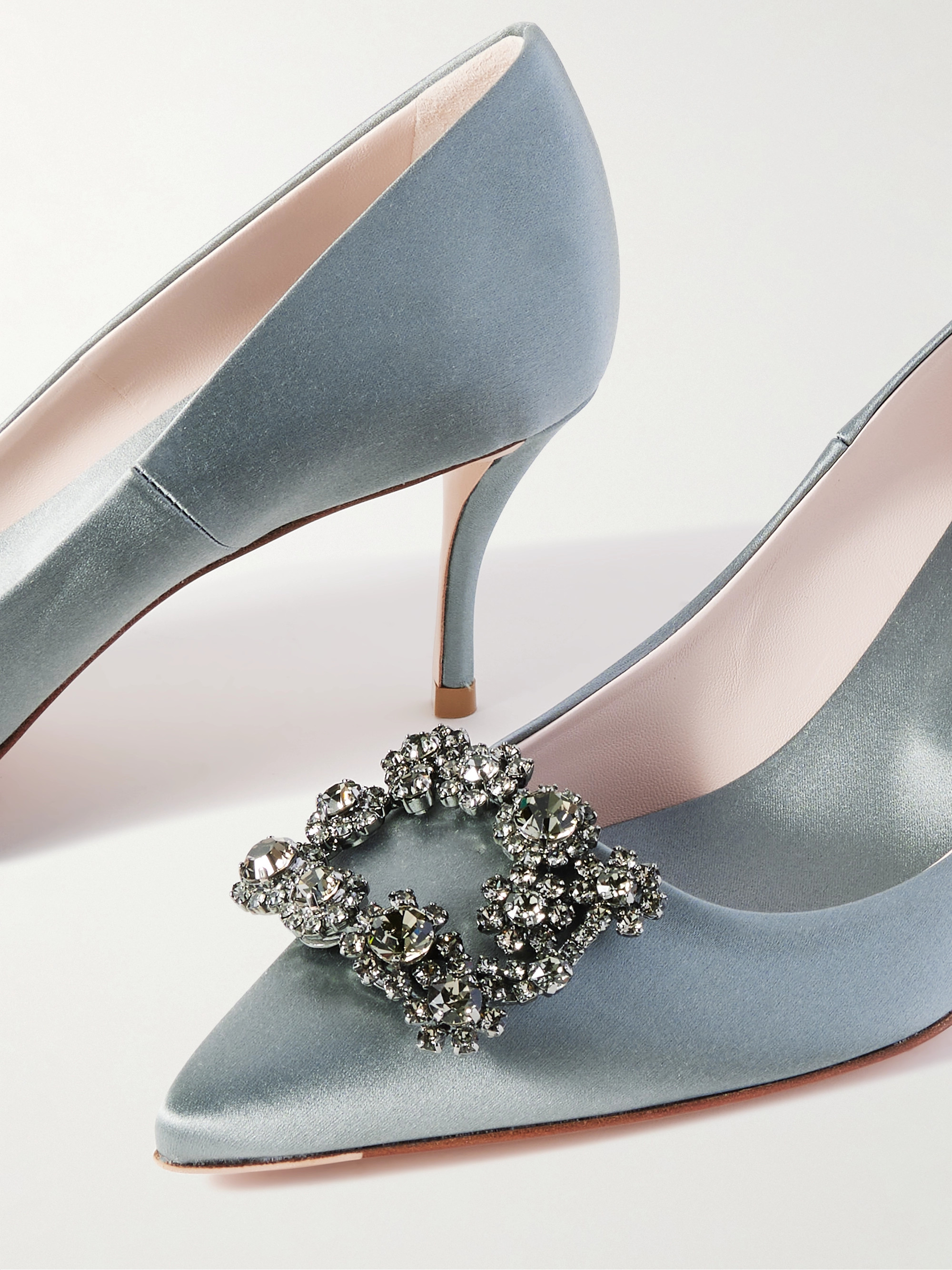 ROGER VIVIER Efflorescence 65 crystal-embellished satin pumps