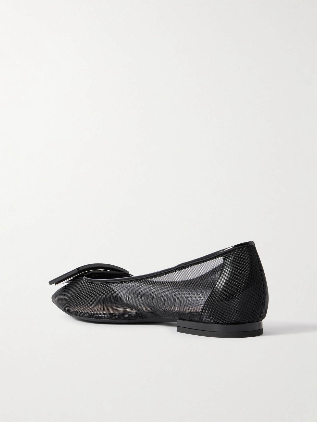 Roger Vivier Gommettine Buckled Mesh Ballet Flats In Black