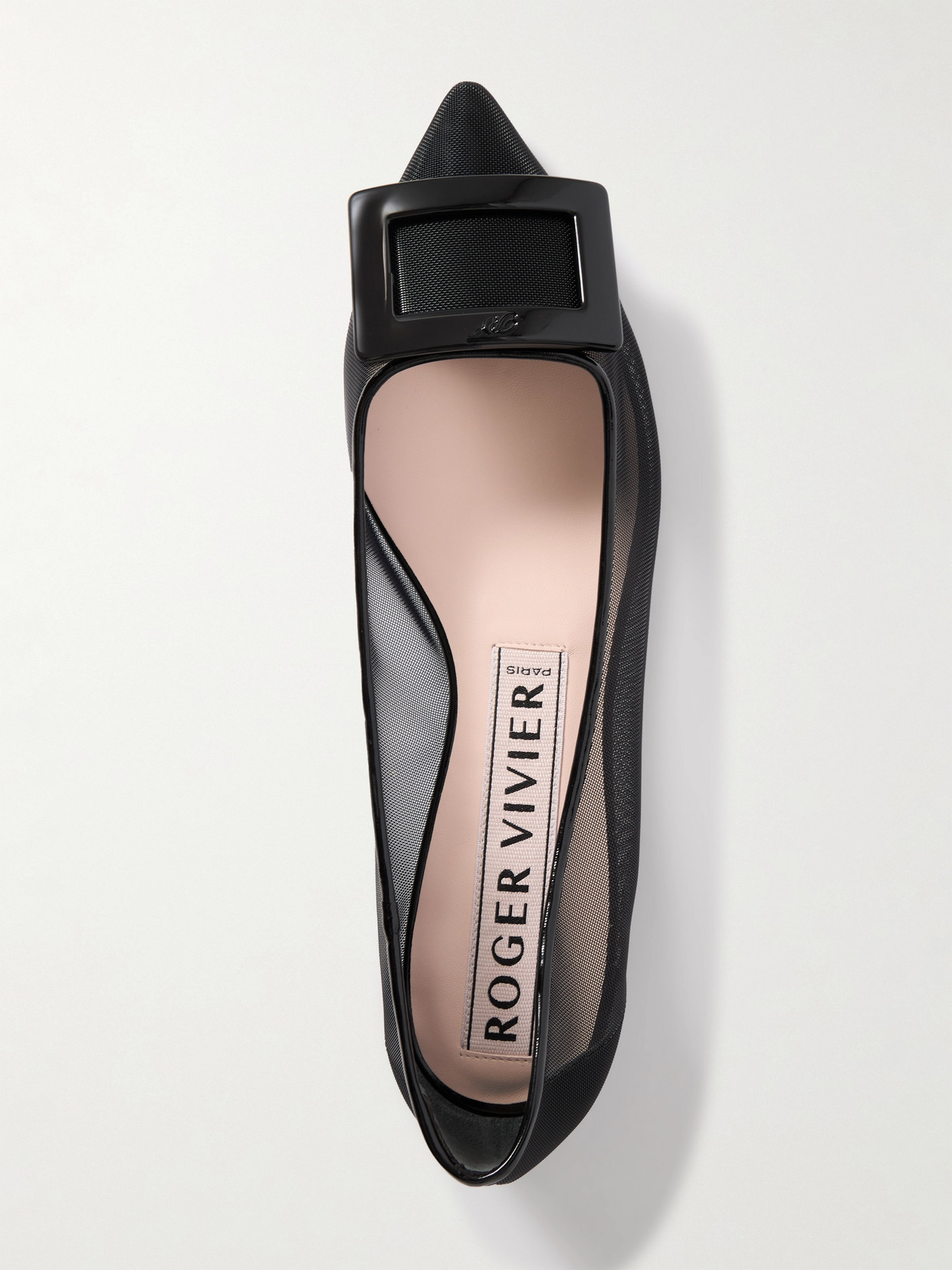 Roger Vivier Gommettine Buckled Mesh Ballet Flats In Black