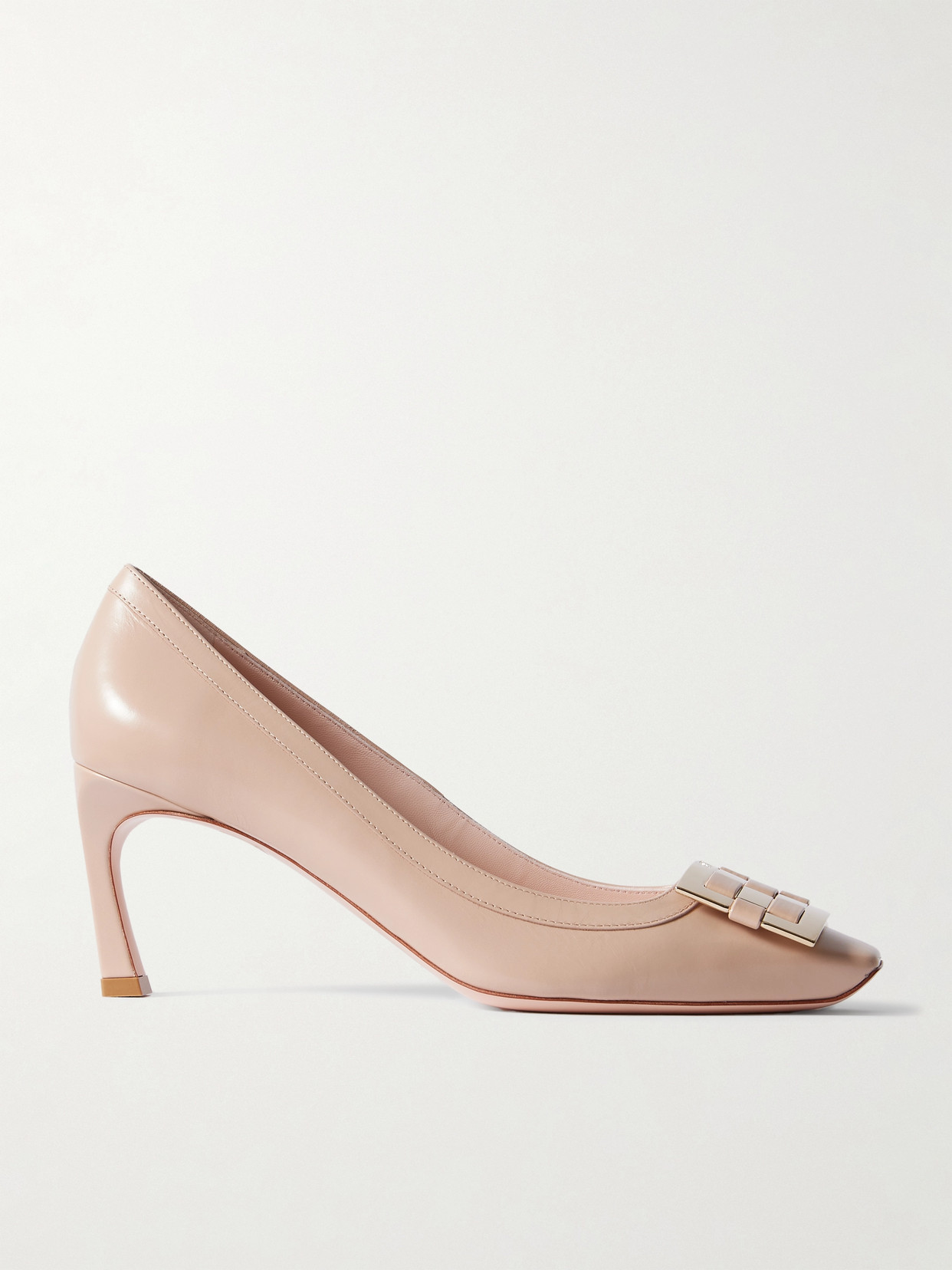 Roger Vivier Trompette Woven-detailed Leather Pumps In Neutrals