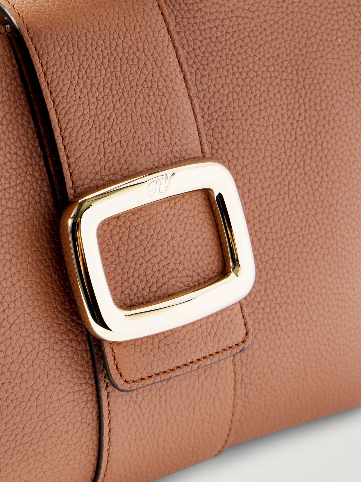 Shop Roger Vivier Grand Vivier Choc Mini Embellished Textured-leather Shoulder Bag In Brown