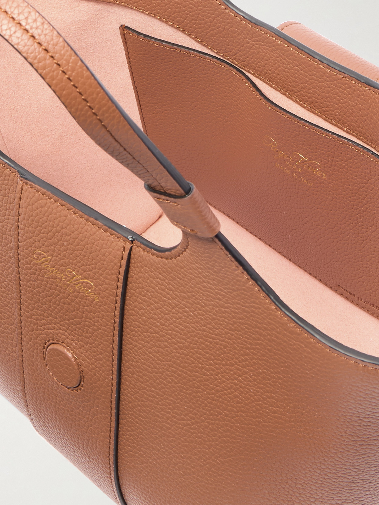 Shop Roger Vivier Grand Vivier Choc Mini Embellished Textured-leather Shoulder Bag In Brown