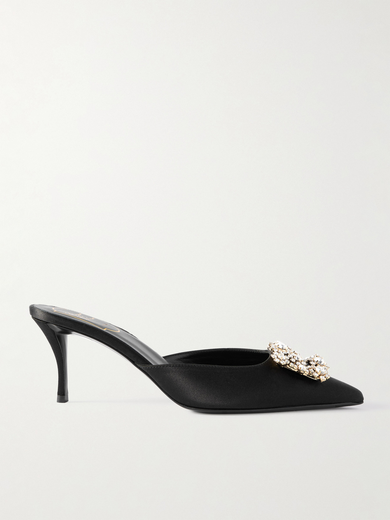 Roger Vivier Efflorescence Crystal-embellished Satin Mules In Black