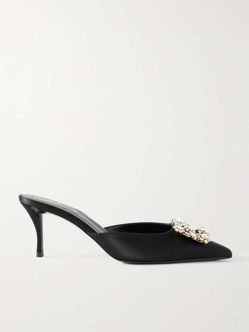 Roger Vivier Efflorescence 65 Embellished Satin Mules