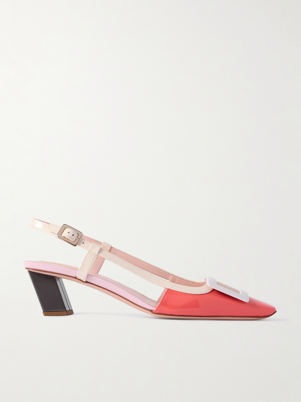 Roger Vivier Belle Vivier 45 Color-block Patent-leather Slingback Pumps In Red