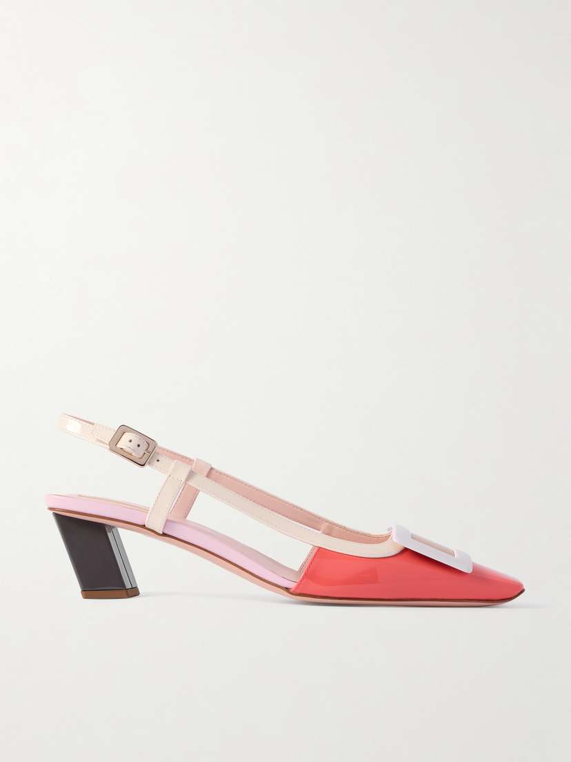 Roger Vivier Belle Vivier 45 Color-block Patent-leather Slingback Pumps