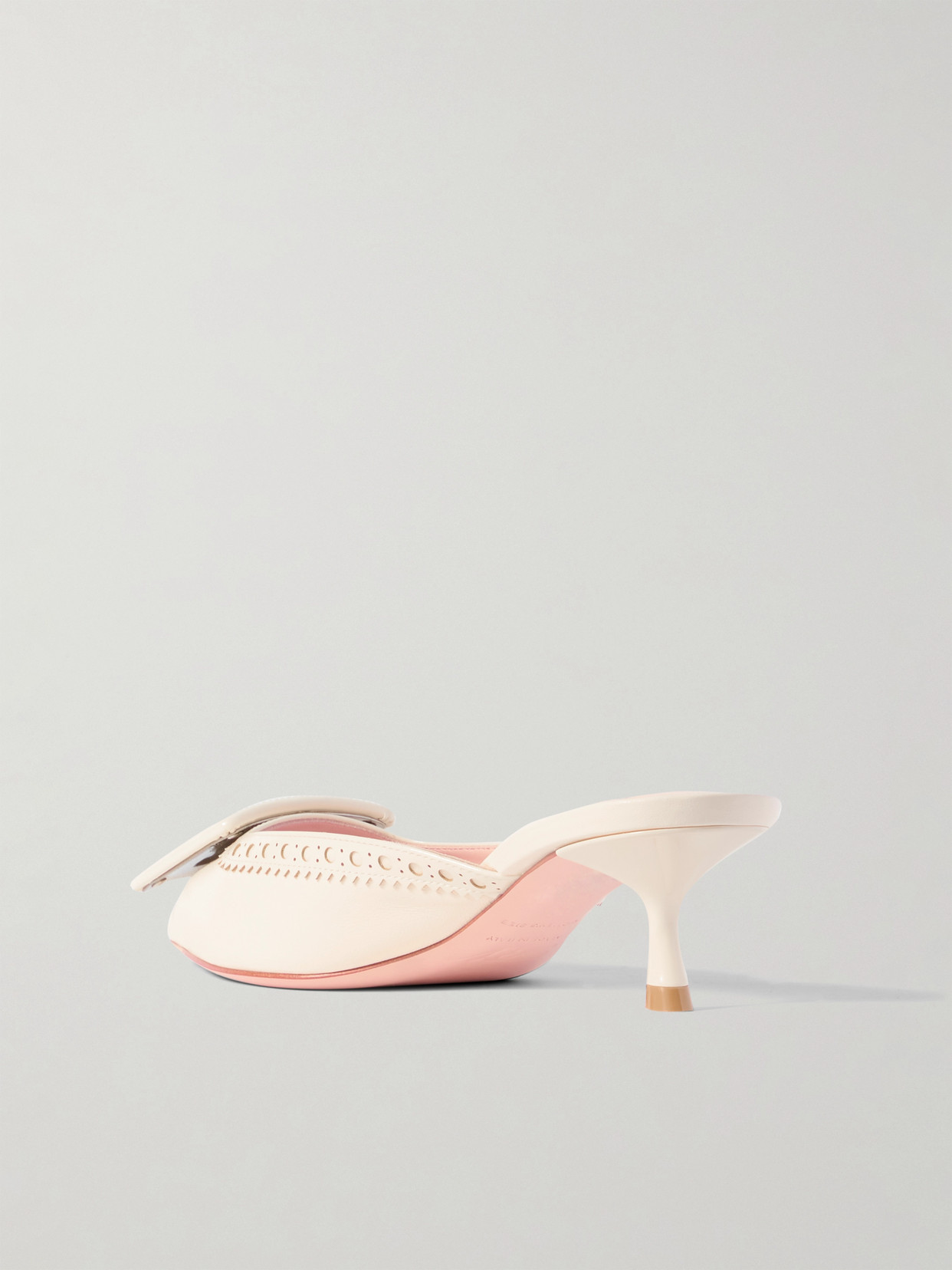 ROGER VIVIER VIV IN THE CITY 45 BUCKLED PERFORATED LEATHER MULES