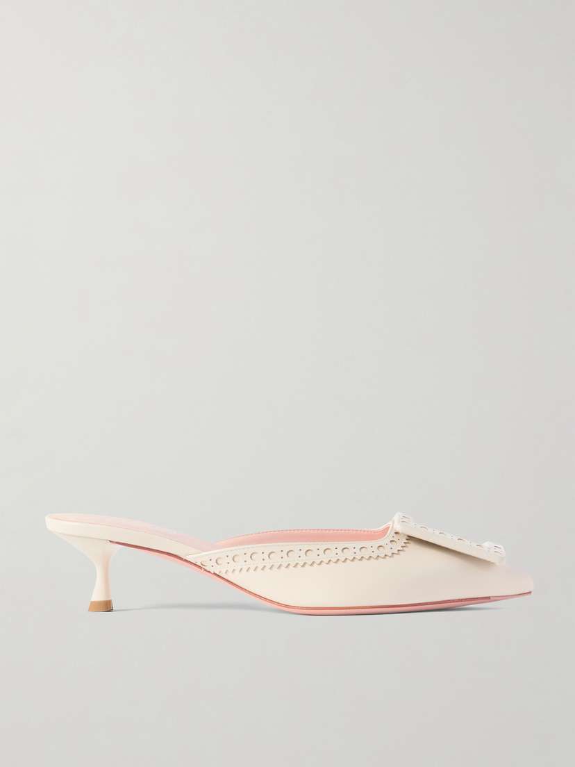 Roger Vivier Viv In The City 45 Buckled Perforated Leather Mules