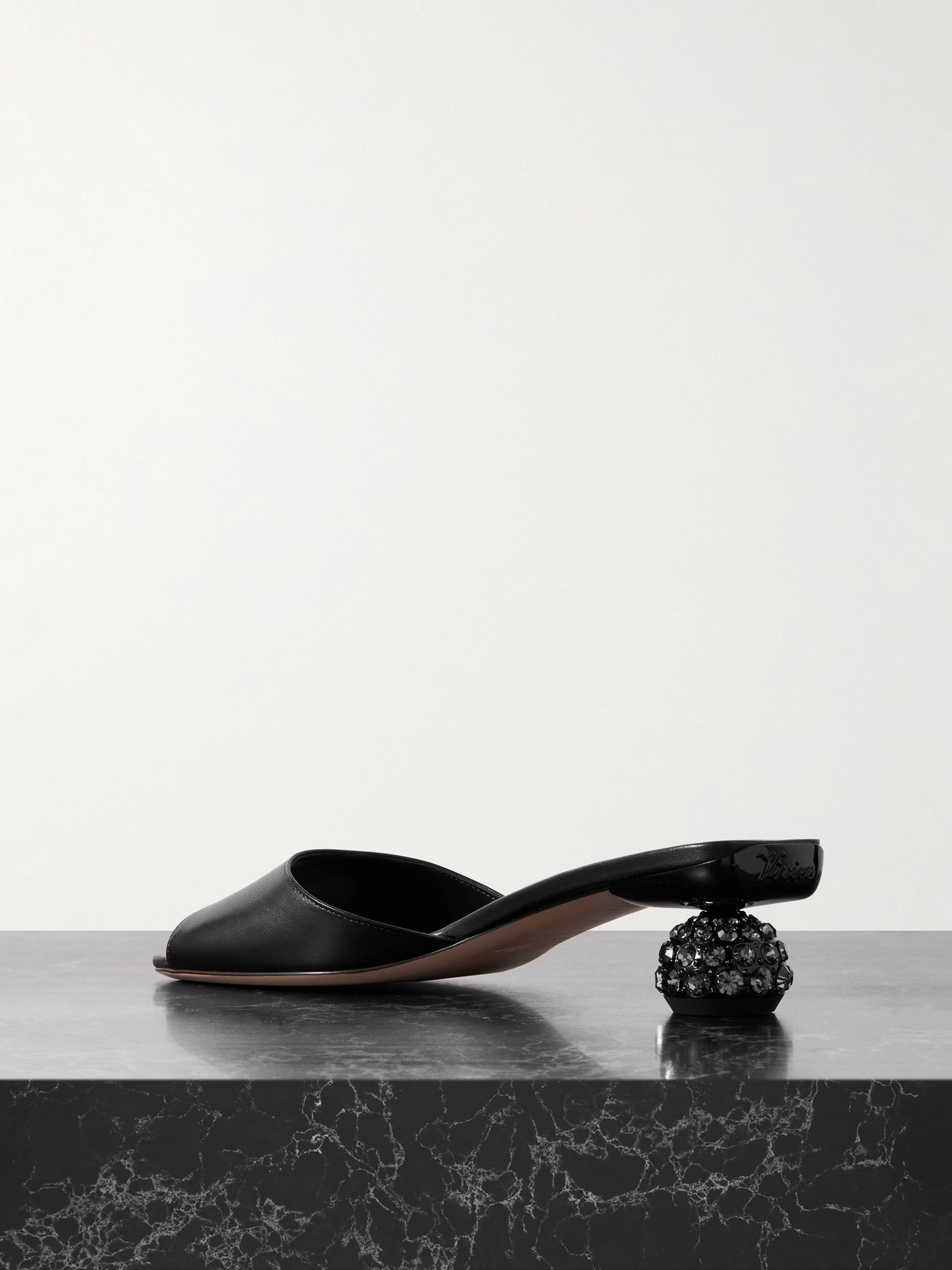 ROGER VIVIER EMBELLISHED LEATHER MULES
