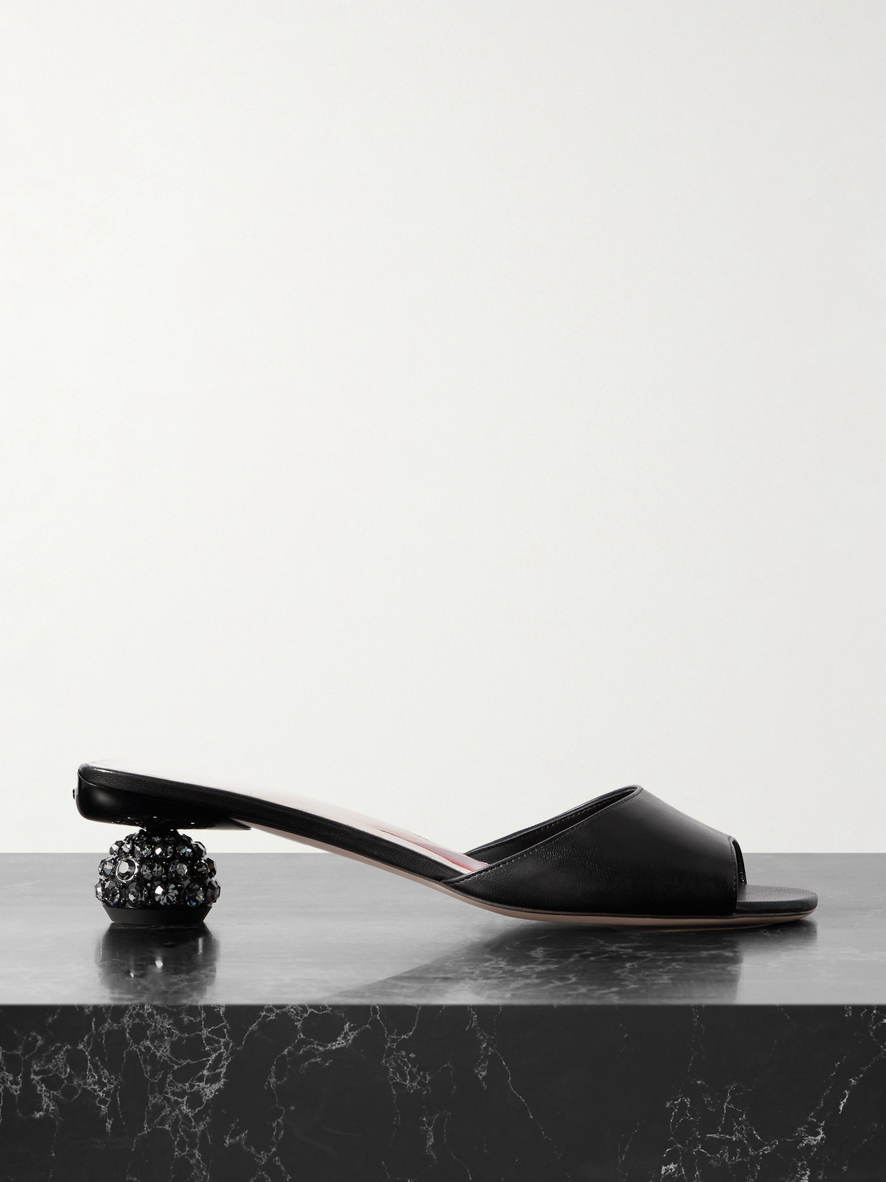 Roger Vivier Embellished Leather Mules In Black