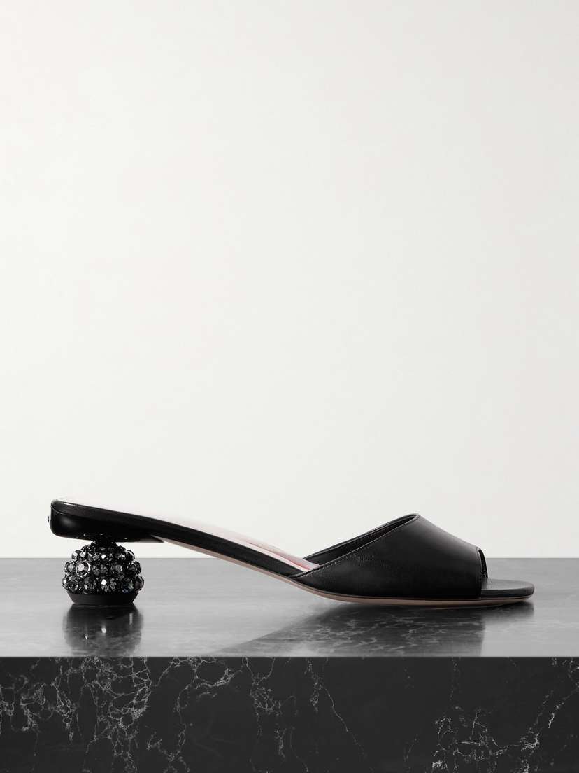 Roger Vivier Embellished Leather Mules
