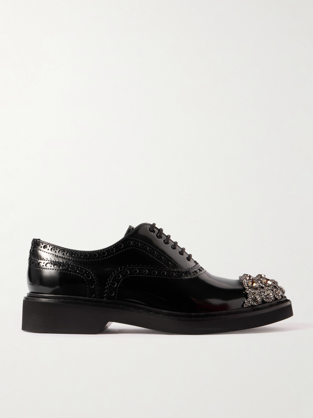 Roger Vivier Viv Rangers Flower Crystal-embellished Patent-leather Loafers In Black