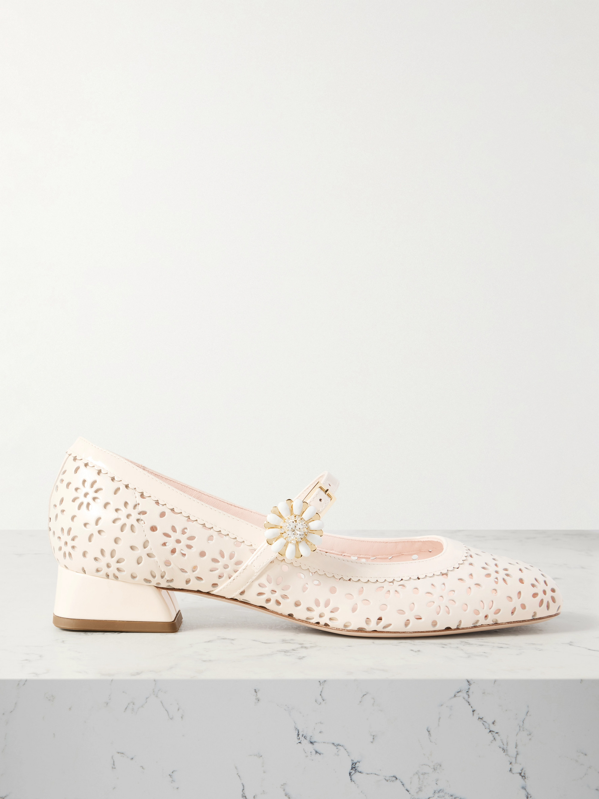 ROGER VIVIER - New Très Vivier perforated leather Mary Jane pumps