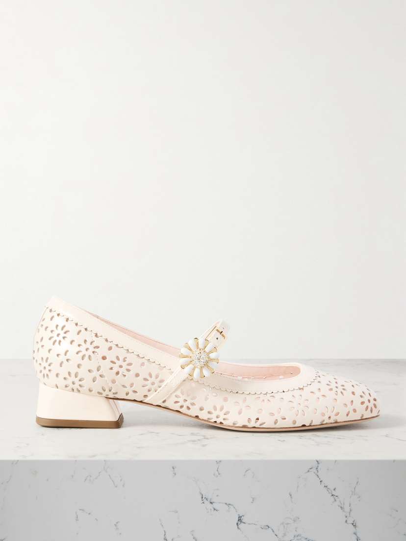 Roger Vivier New Très Vivier Perforated Leather Mary Jane Pumps