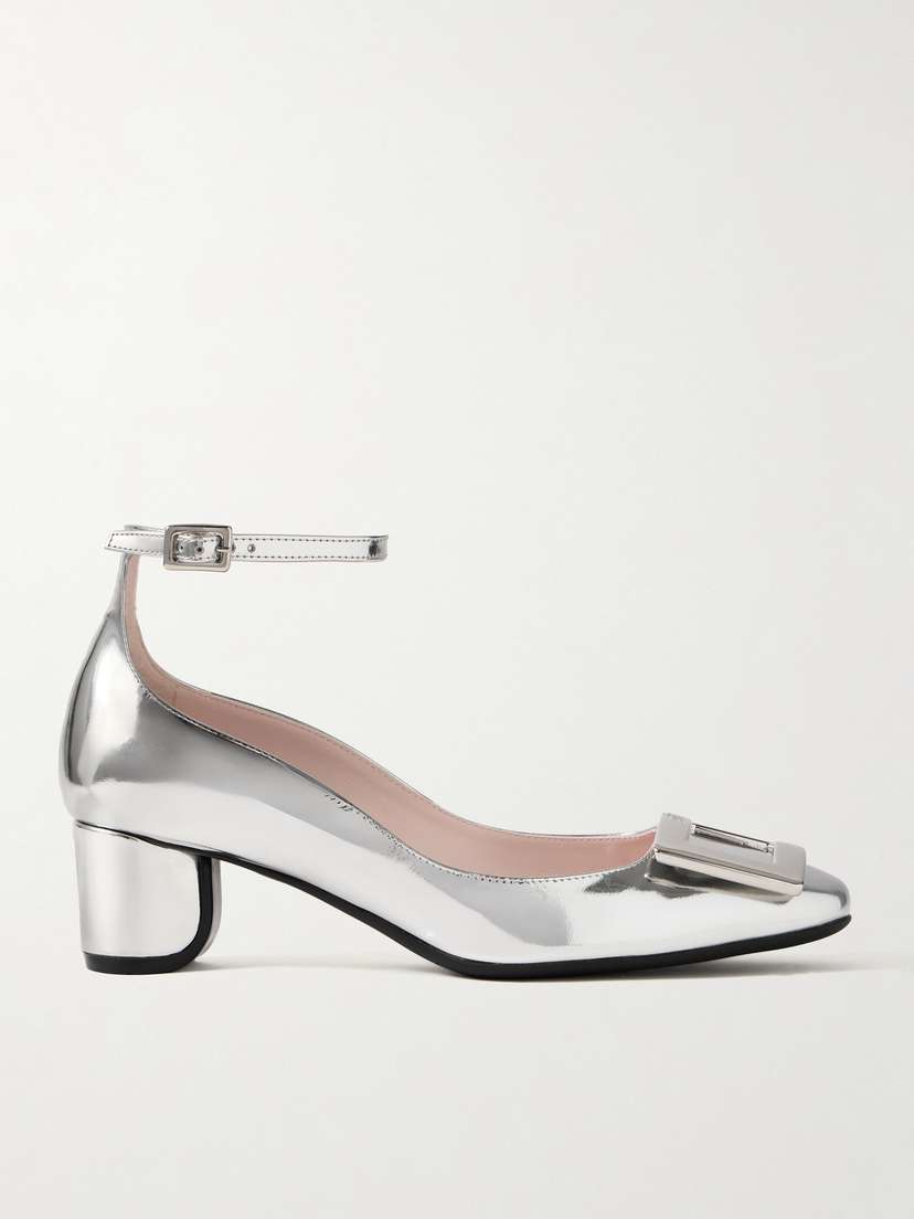 Roger Vivier 40 Buckled Mirrored-leather Pumps