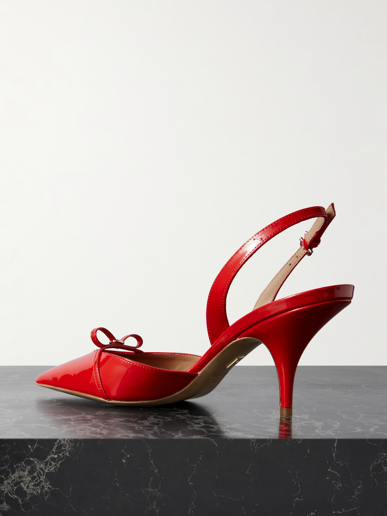 FERRAGAMO GYLLA BOW-EMBELLISHED PATENT-LEATHER PUMPS
