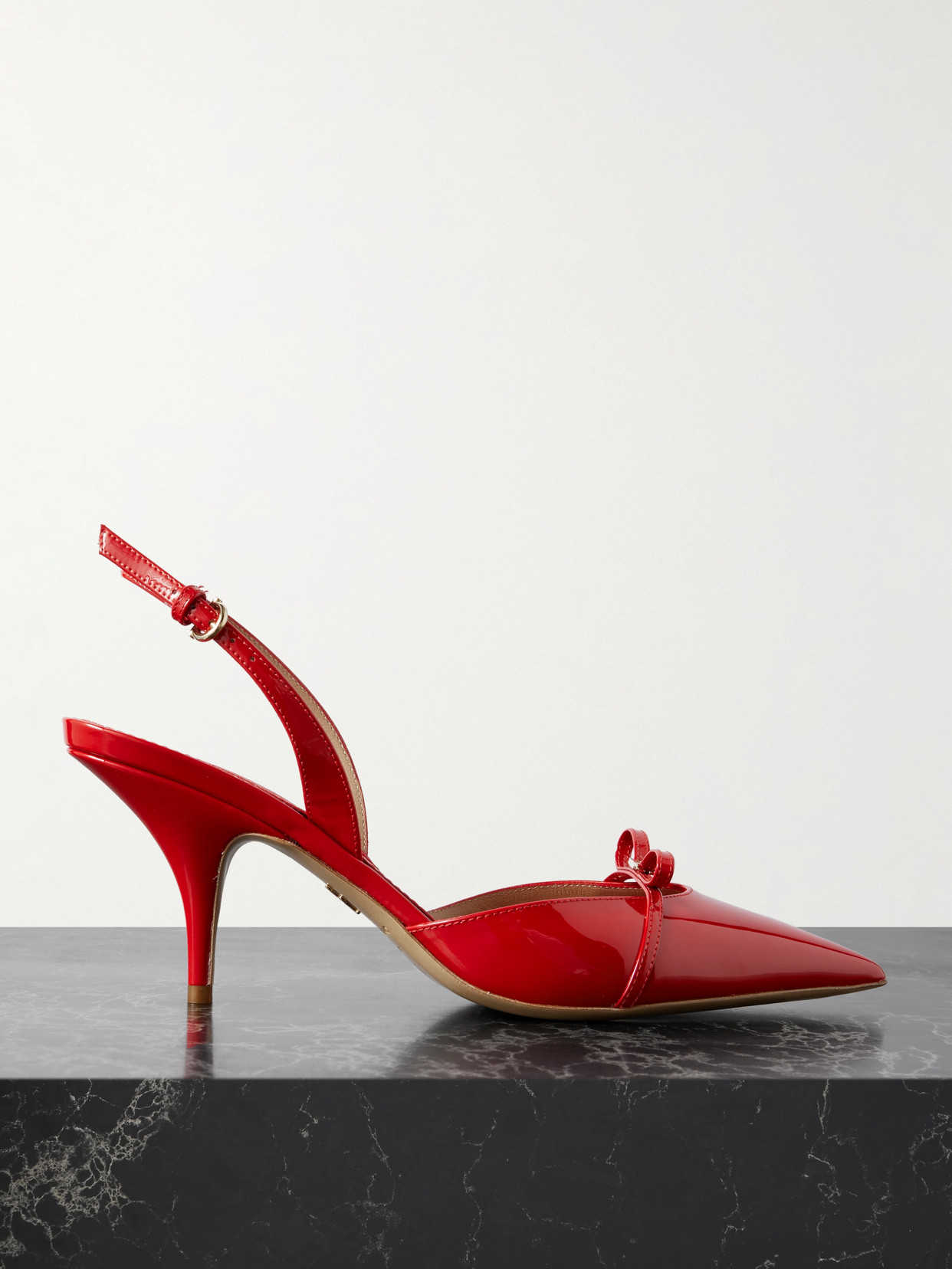 FERRAGAMO GYLLA BOW-EMBELLISHED PATENT-LEATHER PUMPS