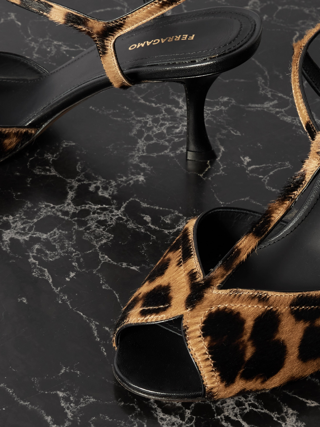 Ferragamo Ely Leo Leopard-print Pony Hair Sandals In Animal Print