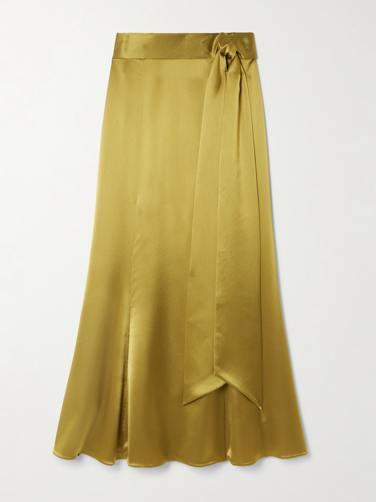 Galvan Erika Satin Midi Wrap Skirt In Green