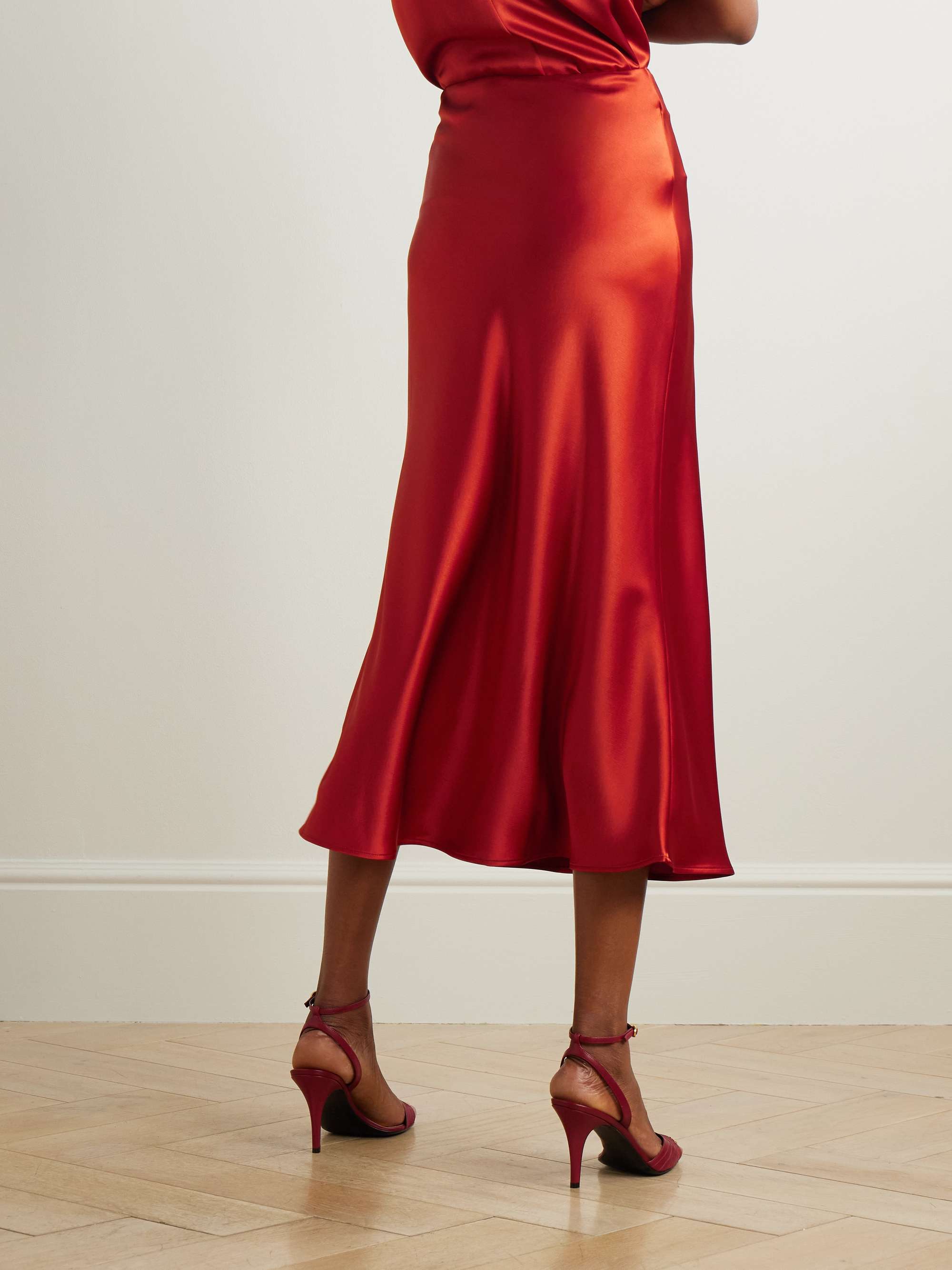 GALVAN Valletta satin midi skirt