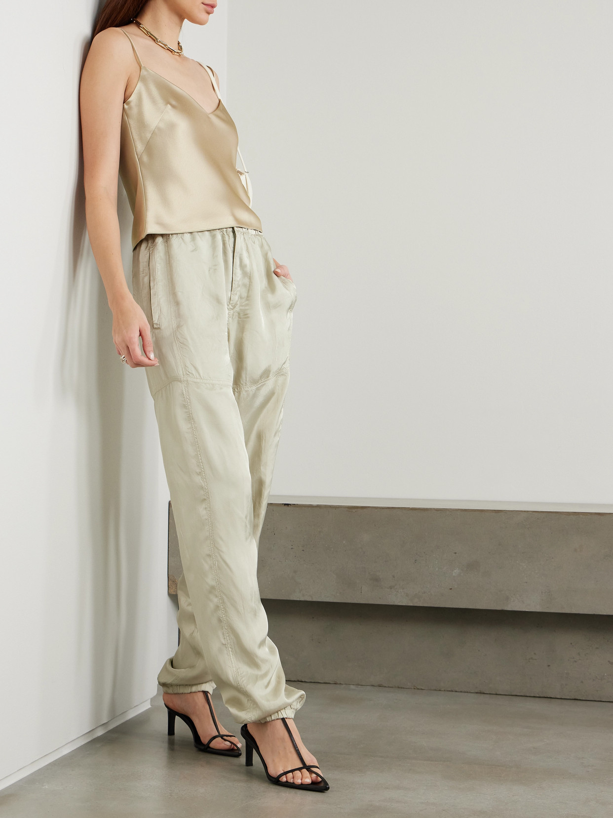 Galvan Ischia Satin Camisole In Neutrals