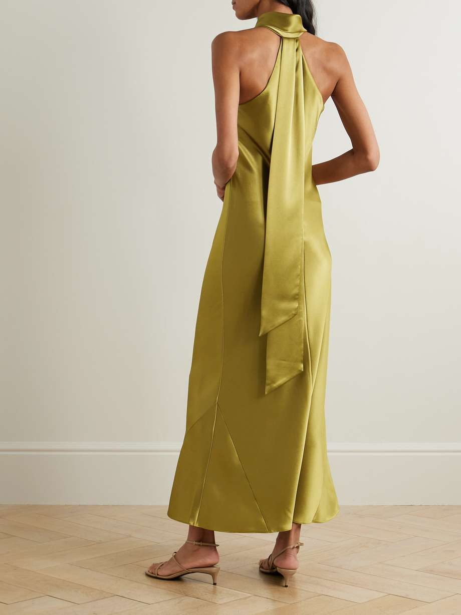 pandora satin halterneck midi dress