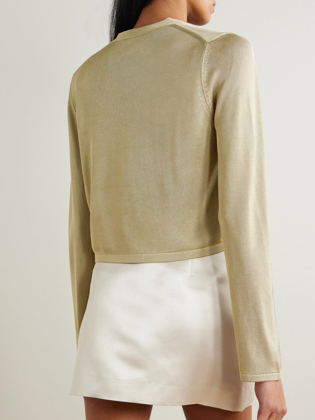Galvan Ida Layered Knitted Tank And Cardigan Set In Neutrals