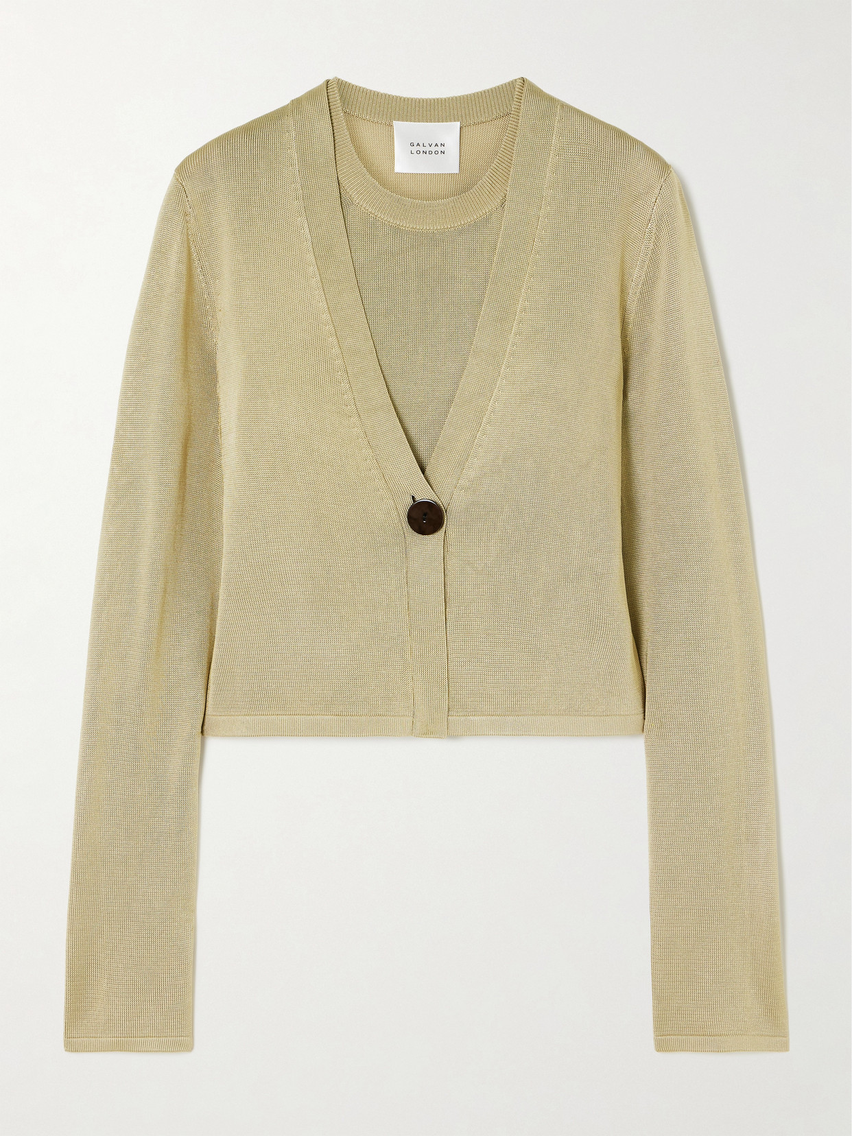 Galvan Ida Layered Knitted Tank And Cardigan Set In Neutrals