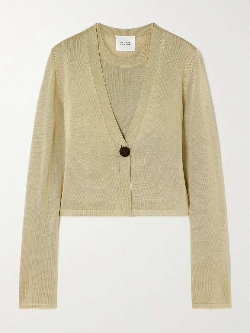 Galvan Ida Layered Knitted Tank And Cardigan Set