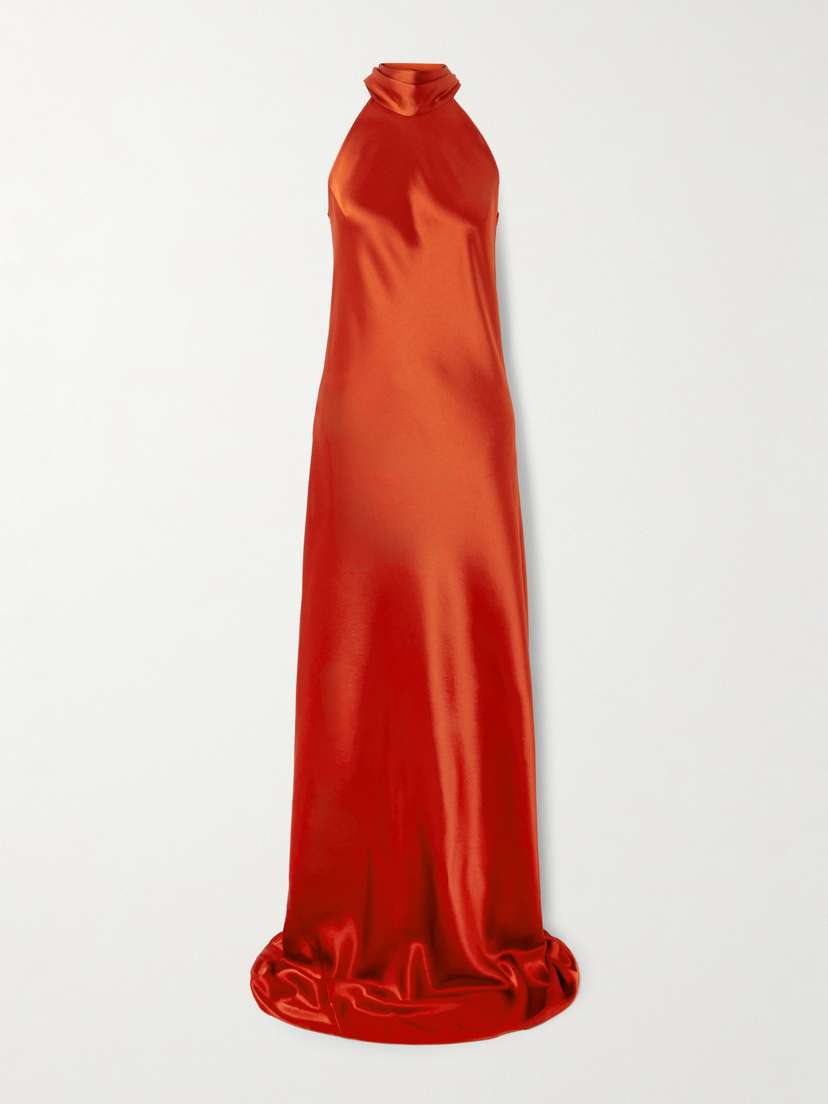 Galvan Sienna Satin Halterneck Gown