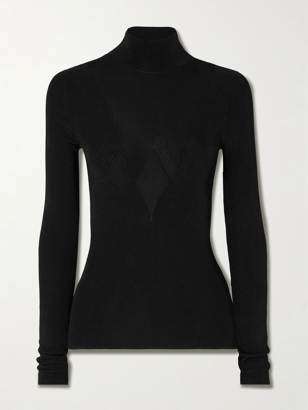 Galvan - Polaris Paneled Ribbed-knit Turtleneck Top - Black