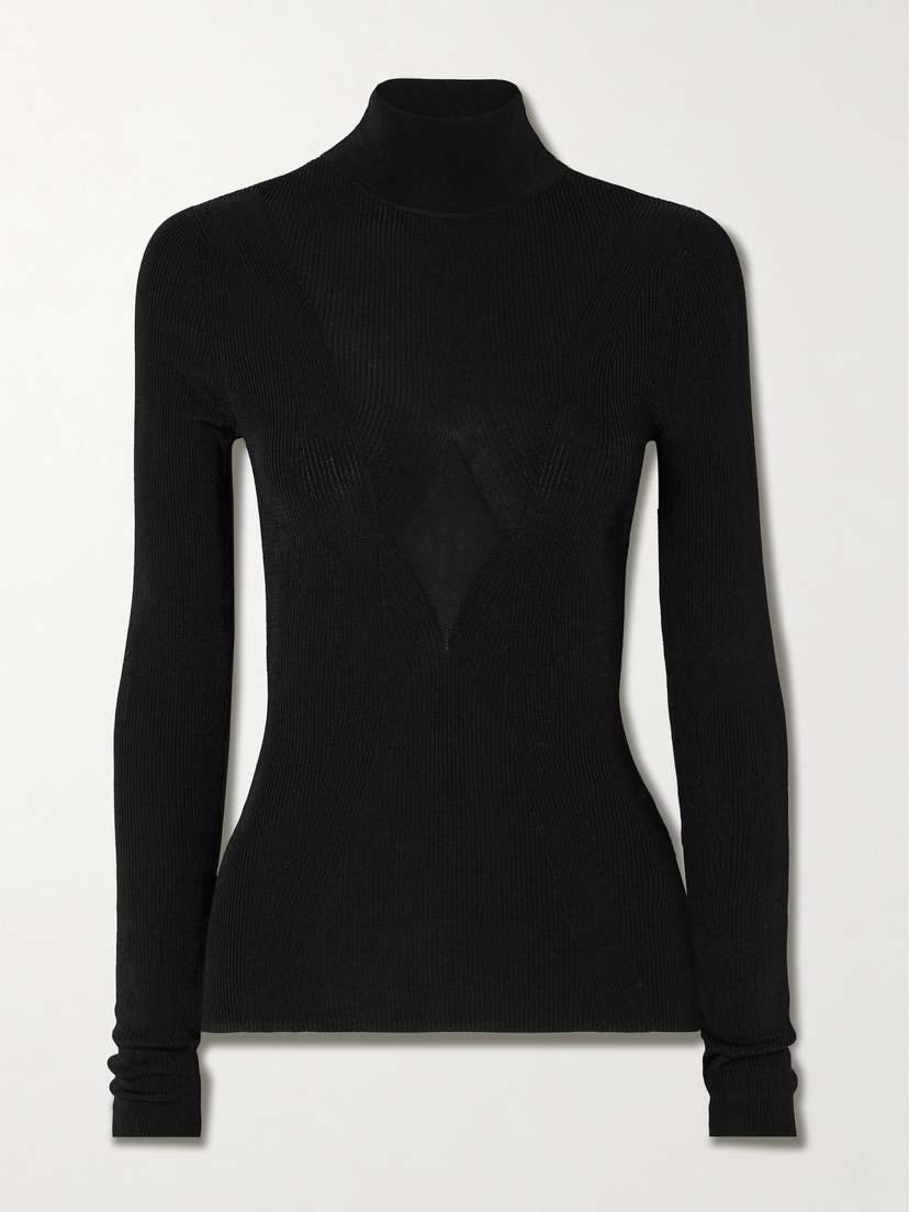 Galvan Polaris Paneled Ribbed-knit Turtleneck Top