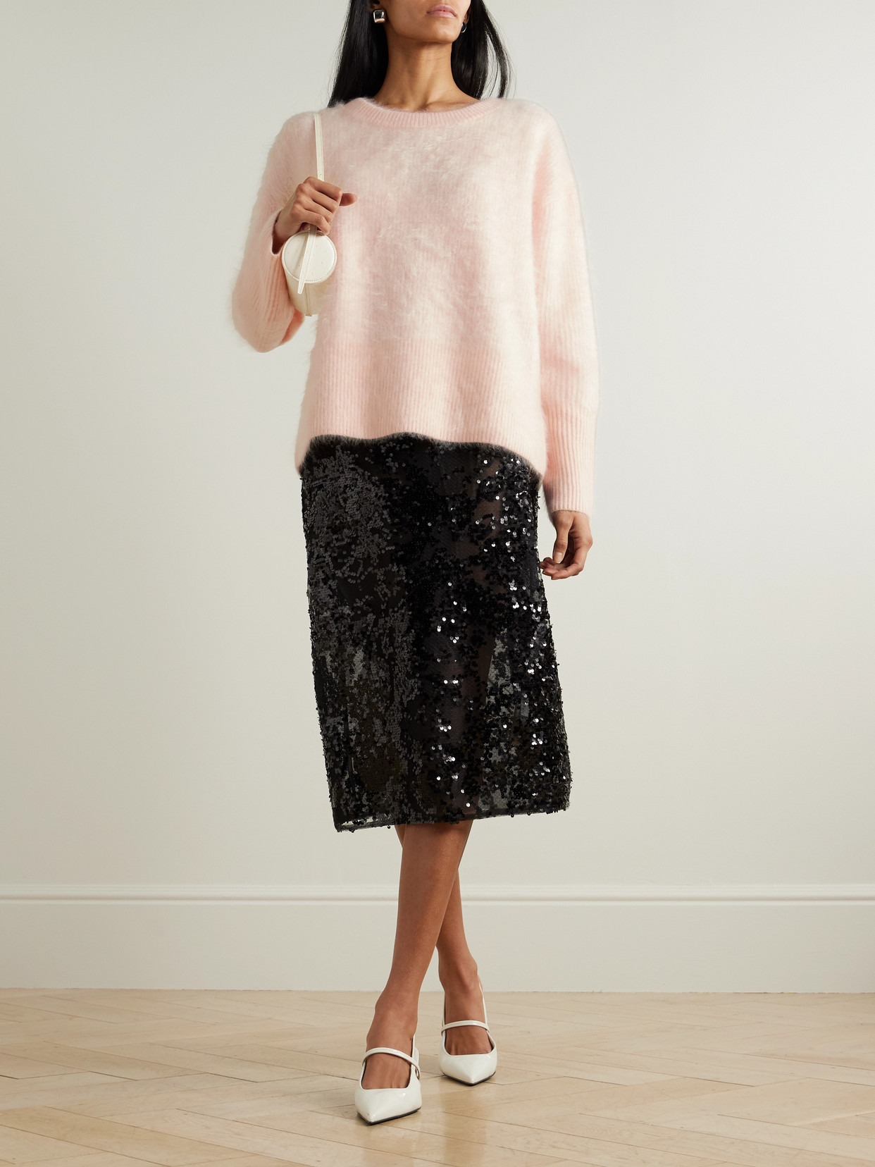 Galvan Loom Brushed Cashmere-blend Sweater In Pink
