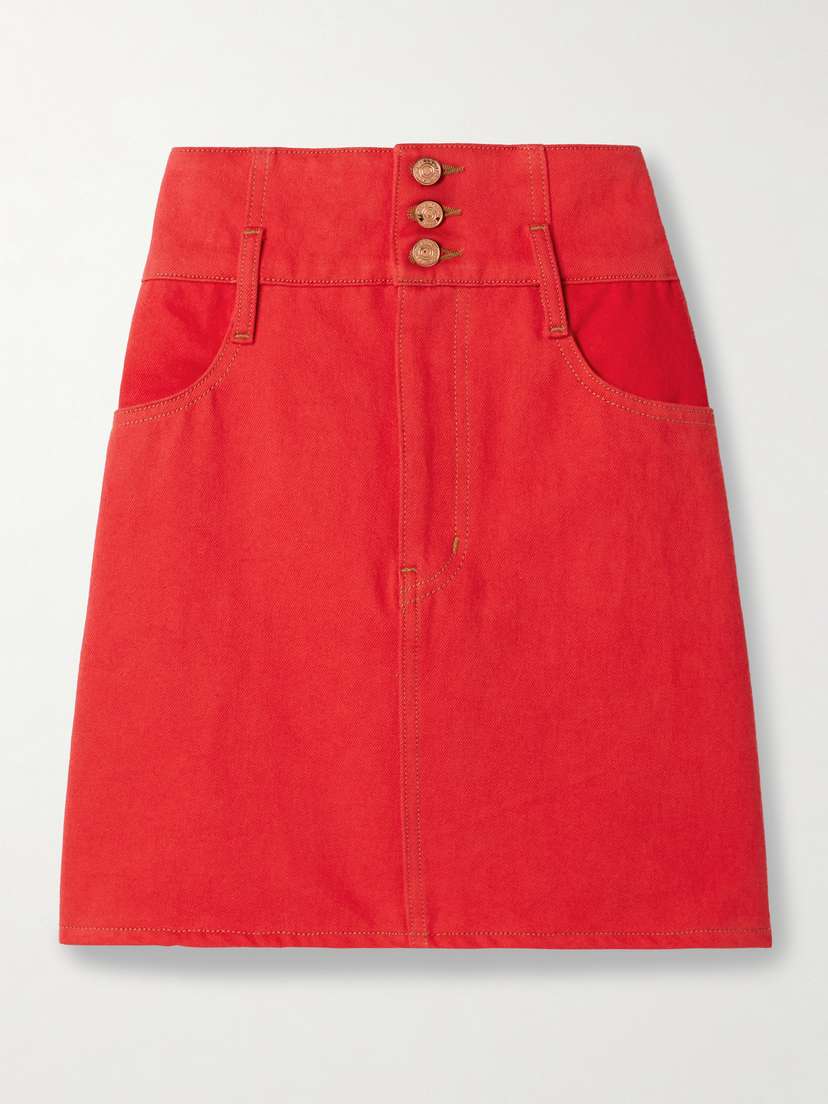 Frame + Carolina Herrera The Corset Denim Mini Skirt
