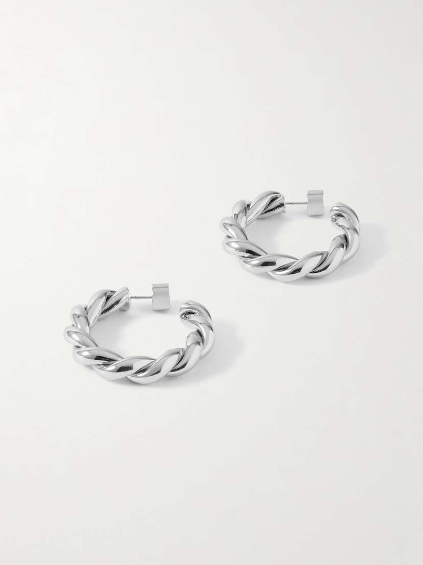 Jennifer Fisher Twisted Lilly Mini Silver-plated Hoop Earrings
