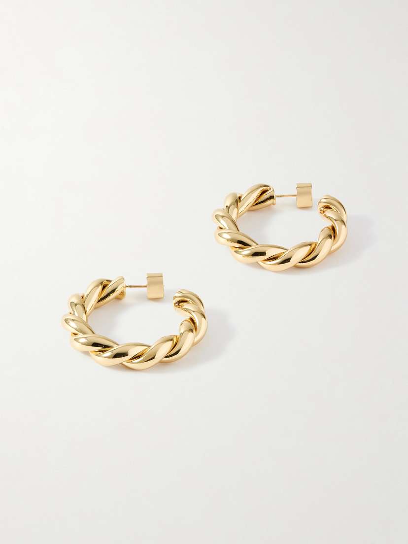 Jennifer Fisher Twisted Lilly Mini Gold-plated Hoop Earrings