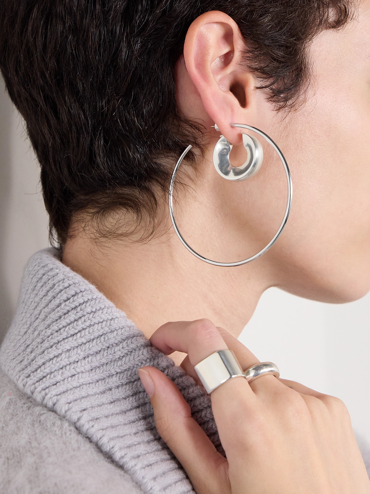 Jennifer Fisher 2.5" Thread Silver-plated Hoop Earrings In Silver