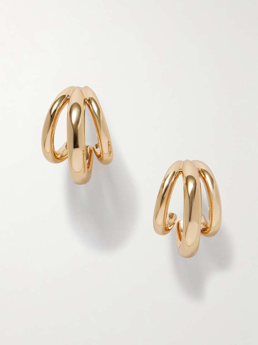 Jennifer Fisher Triple Lilly Gold-plated Hoop Earrings