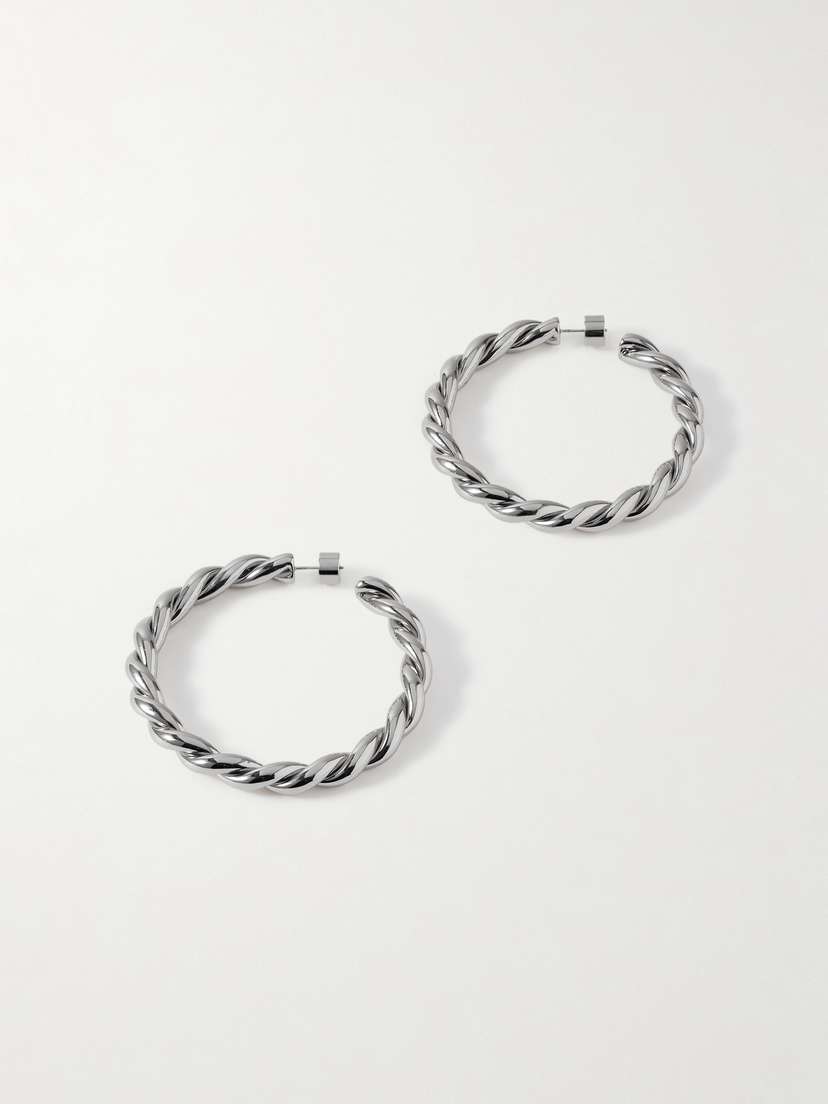Jennifer Fisher 2" Twisted Lilly Silver-plated Hoop Earrings
