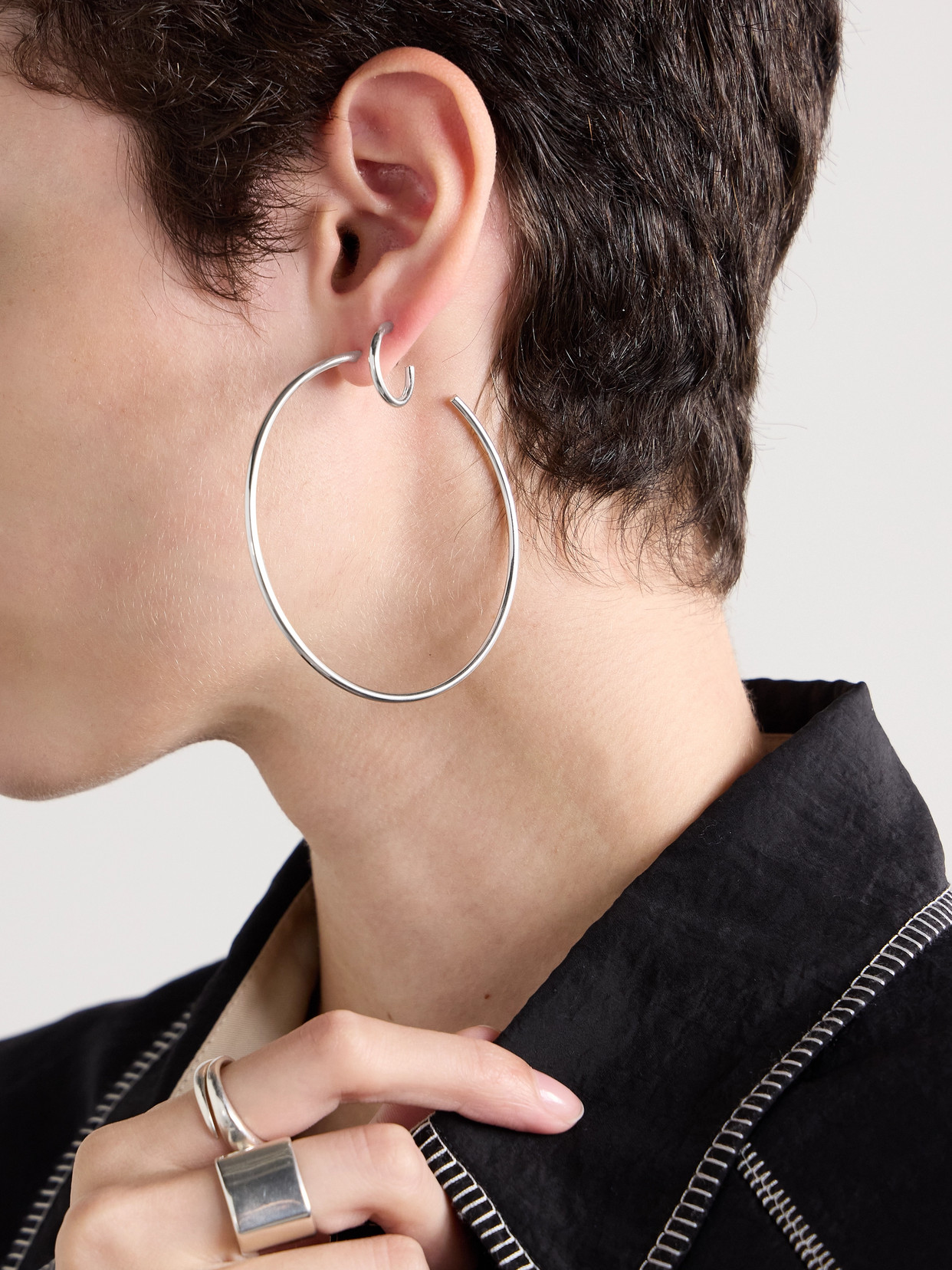 Jennifer Fisher Thread Huggies Silver-plated Hoop Earrings In Silver