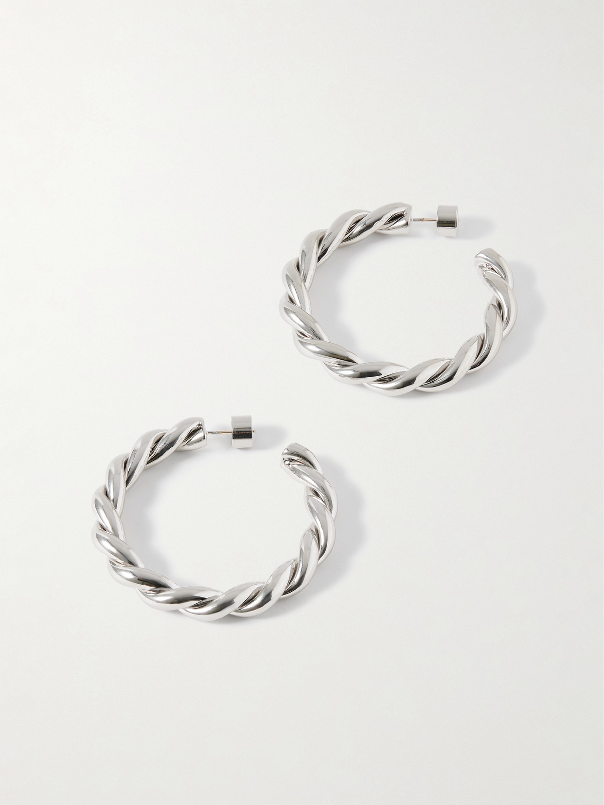 Jennifer Fisher 1.5&quot; Twisted Lilly Baby Silver-plated Hoop Earrings