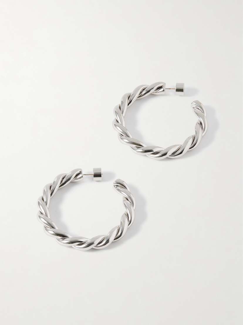 Jennifer Fisher 1.5" Twisted Lilly Baby Silver-plated Hoop Earrings