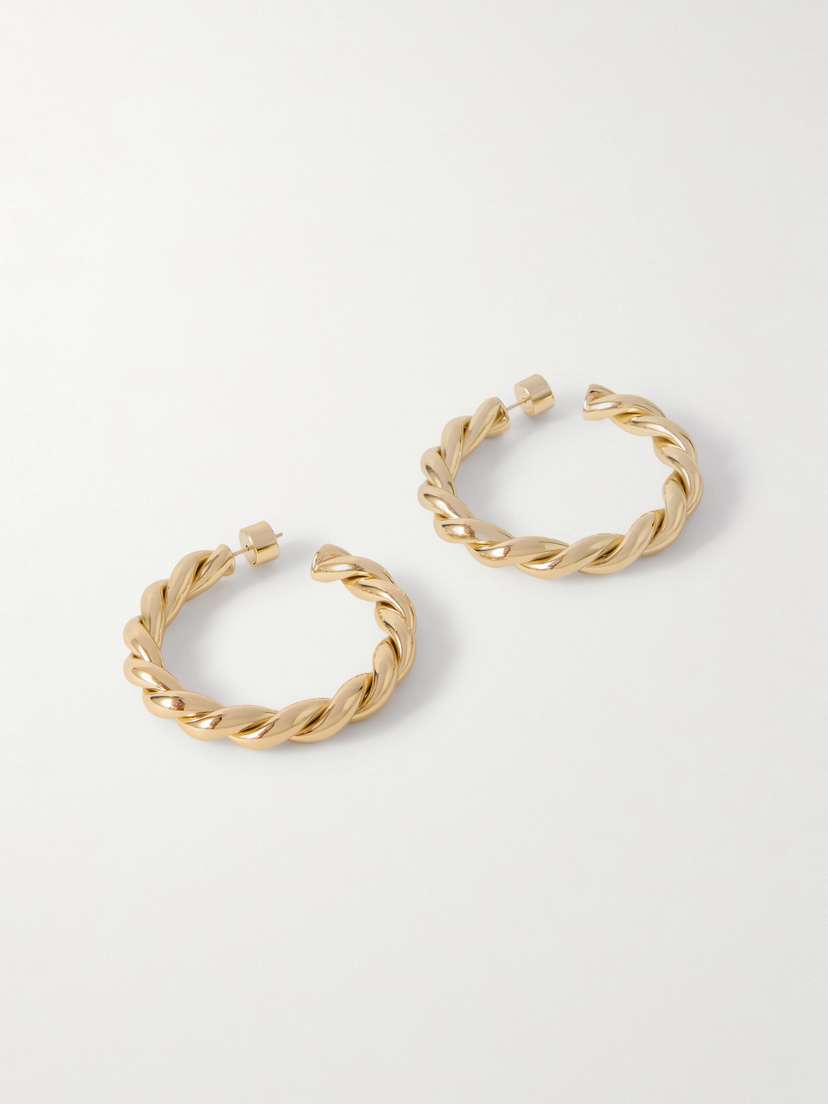 Jennifer Fisher 1.5" Twisted Lilly Baby Gold-plated Hoop Earrings
