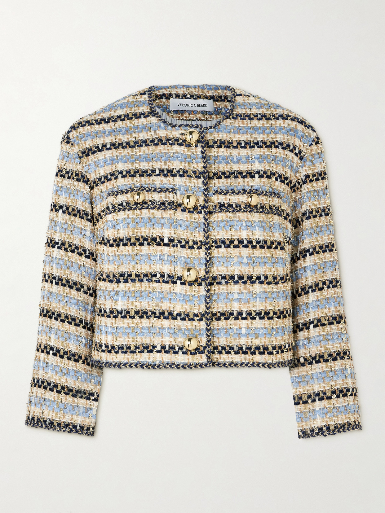 Veronica Beard - Sumira Metallic Tweed Jacket - Light blue