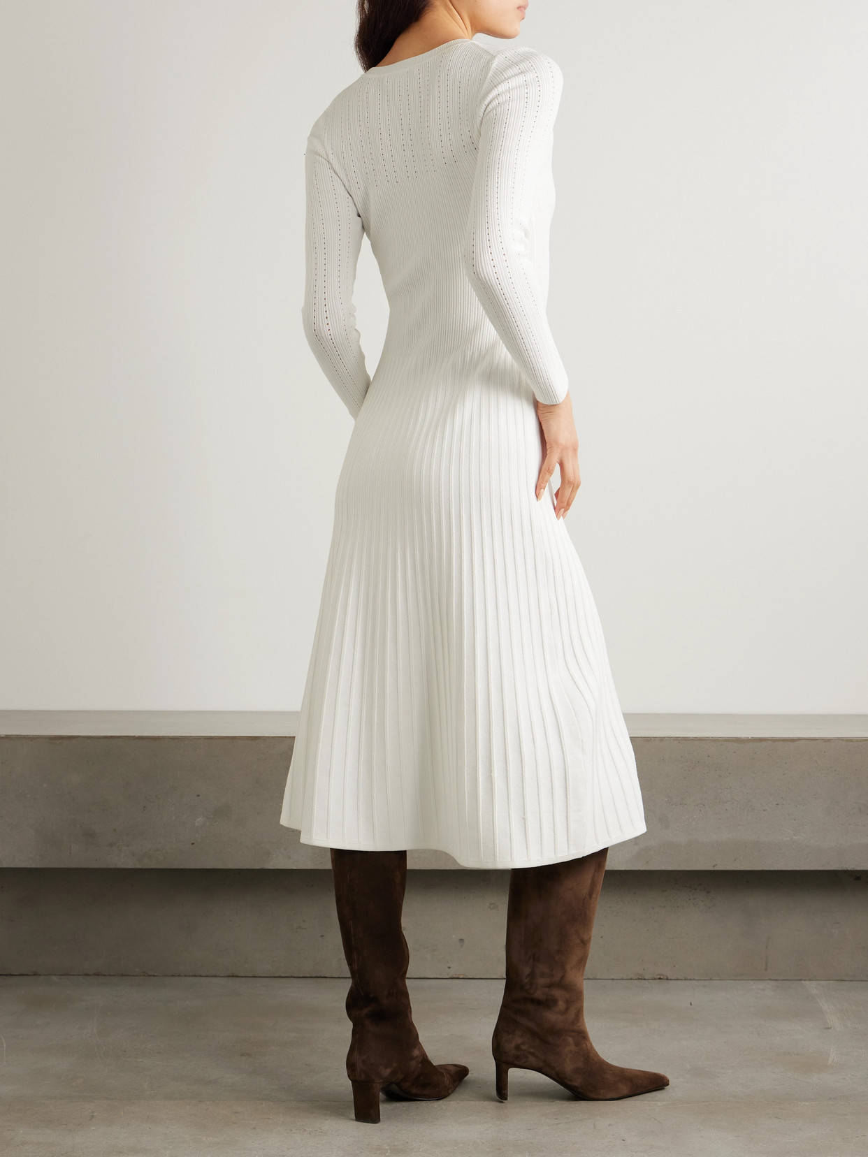 Veronica Beard Nami Knit Midi Dress In Off-white