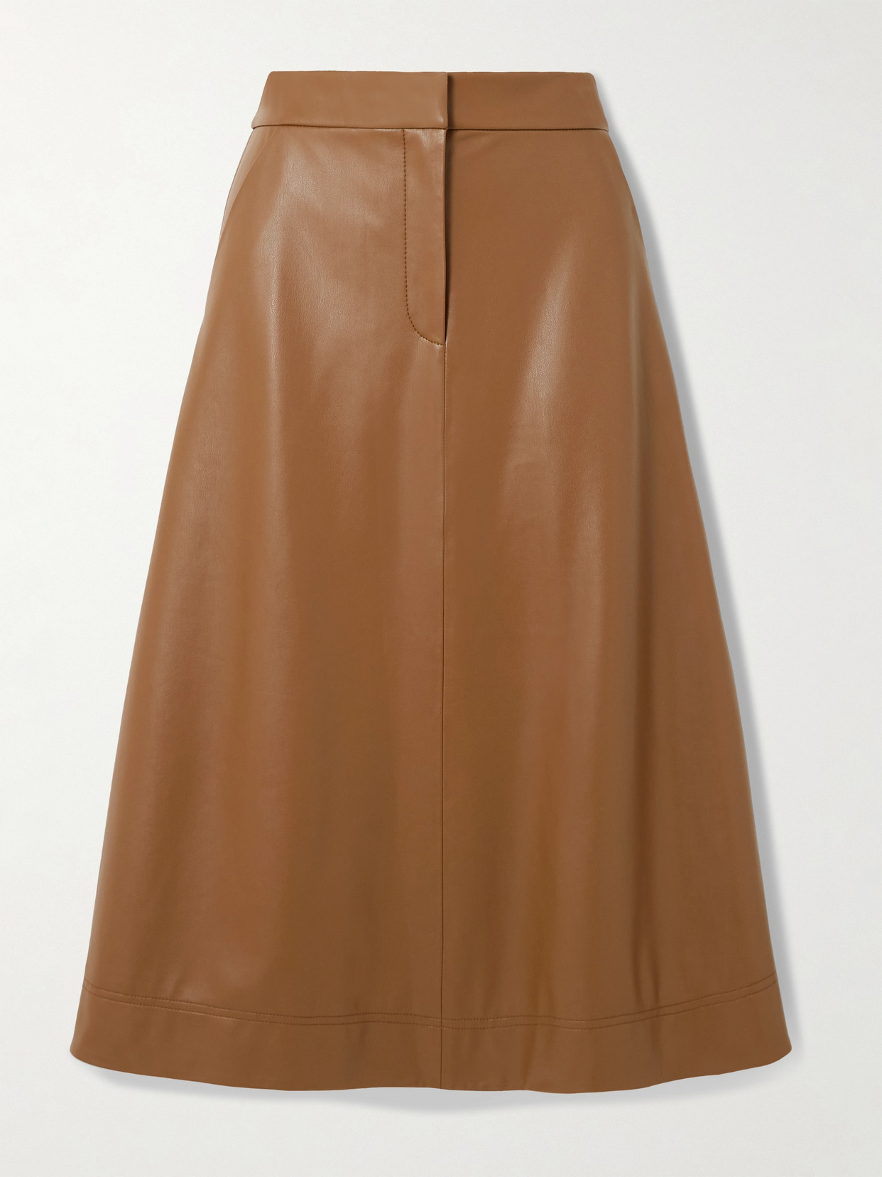 Veronica Beard Louise Faux Leather Midi Skirt In Brown