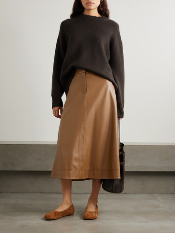Veronica Beard Louise faux leather midi skirt