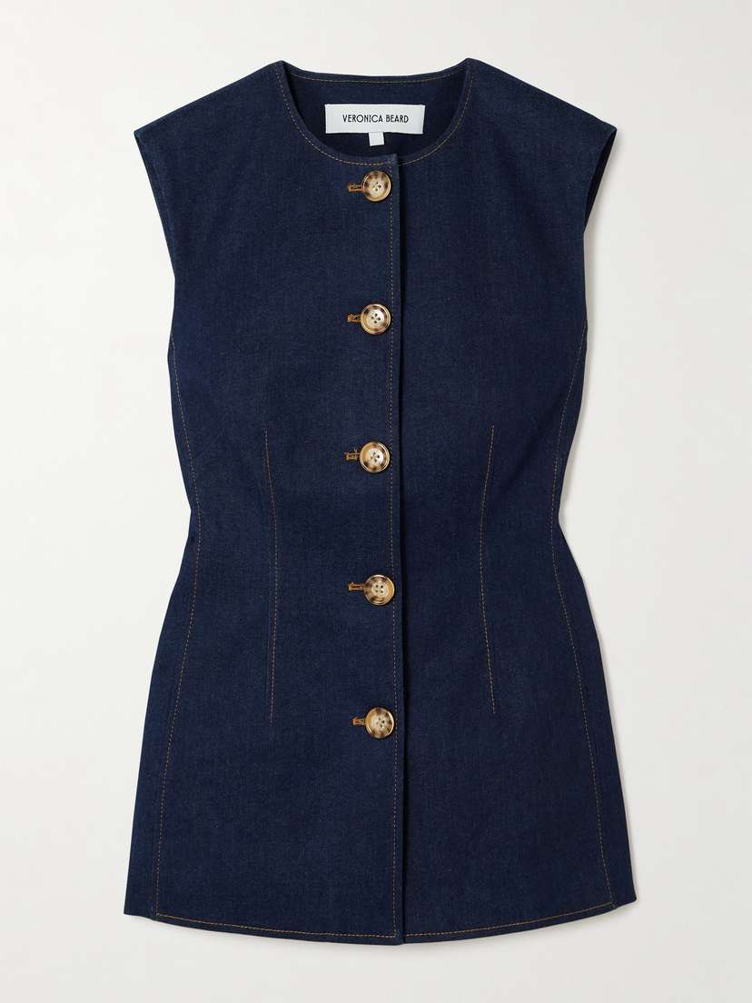 Veronica Beard Jessup Topstitched Denim Vest