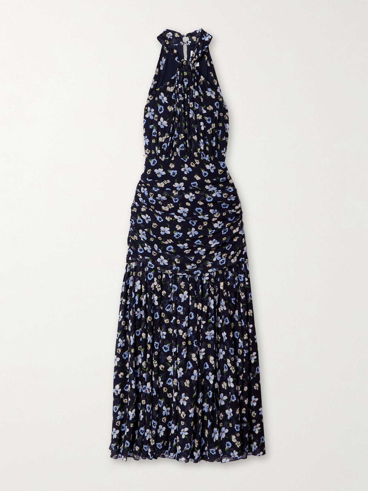 Veronica Beard Brock Floral Halter A-line Midi Dress In Blue